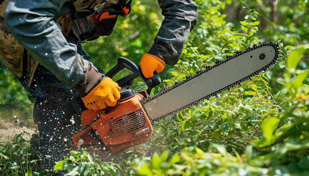 chainsaw clearing overgrown plants